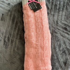 Cuddl Duds Pink and Gray Sherpa Lined Lounge Socks